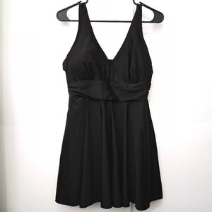 SHEKINI Black One-Piece Built In Brief Swimwear Dress Women Size Large